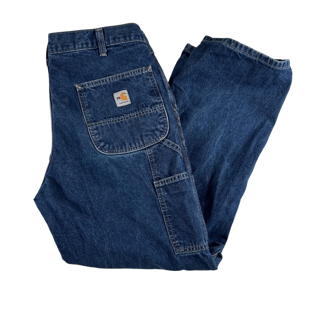 Carhartt FRB13 Jeans Mens 35x29 Blue Flame Resistant Denim Work Pants Original